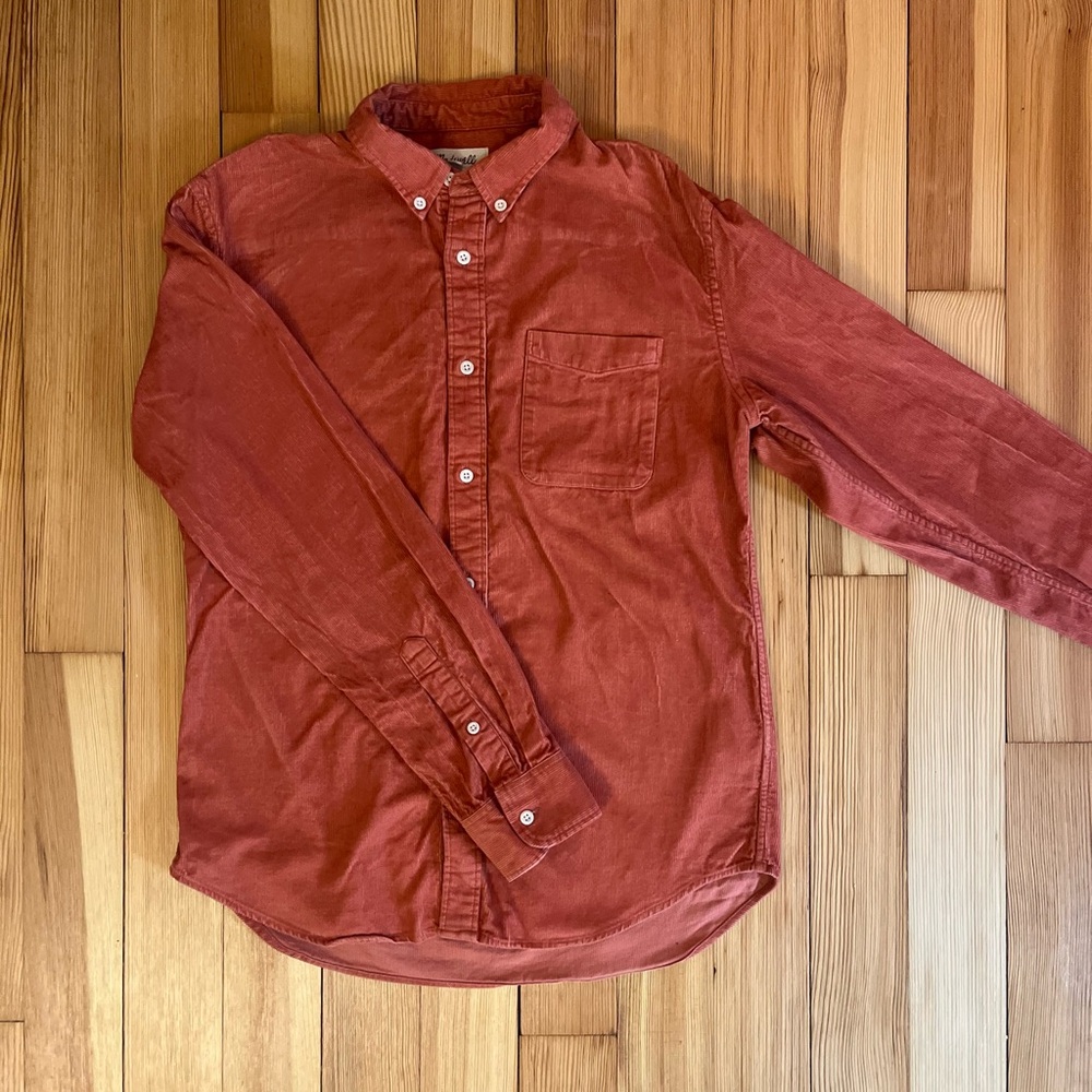 Men's Madewell Corduroy Rust Button-Up Shirt